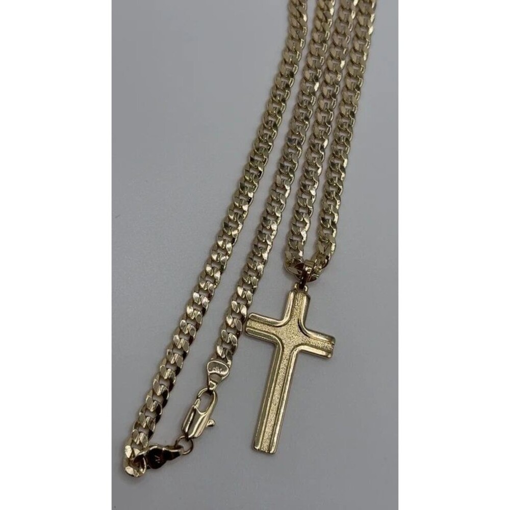 Hermosa cadena para hombre chapada en oro 14